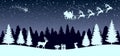 Santa Claus flyin on Christmas sleigh in the night - vector